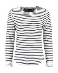 weißes horizontal gestreiftes Langarmshirt von Banana Republic