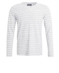 weißes horizontal gestreiftes Langarmshirt von Esprit