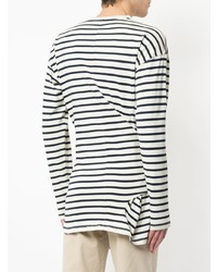 weißes horizontal gestreiftes Langarmshirt von JW Anderson