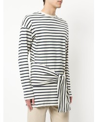 weißes horizontal gestreiftes Langarmshirt von JW Anderson