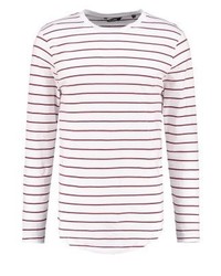 weißes horizontal gestreiftes Langarmshirt von ONLY & SONS