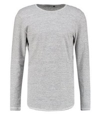 weißes horizontal gestreiftes Langarmshirt von RVLT