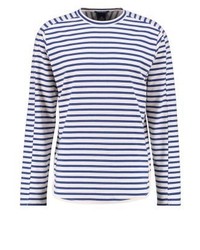 weißes horizontal gestreiftes Langarmshirt von Scotch & Soda