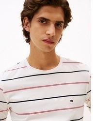weißes horizontal gestreiftes Langarmshirt von Tommy Hilfiger