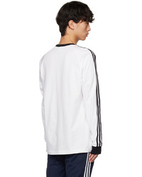 weißes horizontal gestreiftes Langarmshirt von adidas Originals