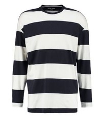 weißes horizontal gestreiftes Langarmshirt von YOURTURN