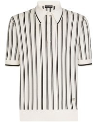 weißes horizontal gestreiftes Polohemd von Dolce & Gabbana