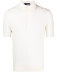 weißes horizontal gestreiftes Polohemd von Lardini