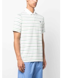 weißes horizontal gestreiftes Polohemd von Lacoste