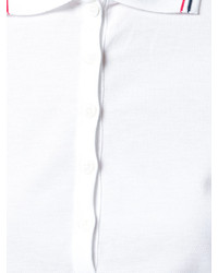 weißes horizontal gestreiftes Polohemd von Thom Browne