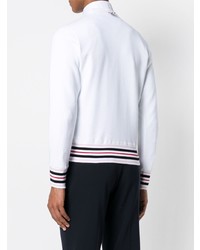 weißes horizontal gestreiftes Sweatshirt von Thom Browne