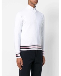 weißes horizontal gestreiftes Sweatshirt von Thom Browne