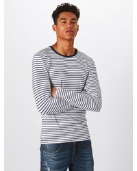 weißes horizontal gestreiftes Sweatshirt von Scotch & Soda