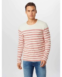 weißes horizontal gestreiftes Sweatshirt von Selected Homme