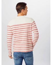 weißes horizontal gestreiftes Sweatshirt von Selected Homme