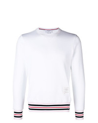 weißes horizontal gestreiftes Sweatshirt von Thom Browne