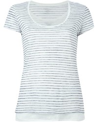 weißes horizontal gestreiftes T-Shirt mit einem Rundhalsausschnitt