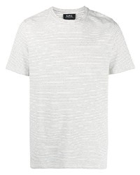 weißes horizontal gestreiftes T-Shirt mit einem Rundhalsausschnitt von A.P.C.
