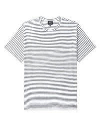 weißes horizontal gestreiftes T-Shirt mit einem Rundhalsausschnitt von A.P.C.