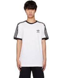 weißes horizontal gestreiftes T-Shirt mit einem Rundhalsausschnitt von adidas Originals