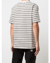 weißes horizontal gestreiftes T-Shirt mit einem Rundhalsausschnitt von Carhartt WIP