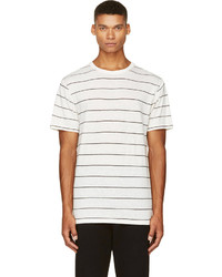 weißes horizontal gestreiftes T-Shirt mit einem Rundhalsausschnitt von Alexander Wang