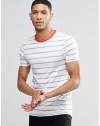 weißes horizontal gestreiftes T-Shirt mit einem Rundhalsausschnitt von Asos