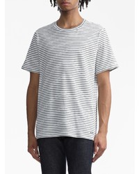 weißes horizontal gestreiftes T-Shirt mit einem Rundhalsausschnitt von A.P.C.