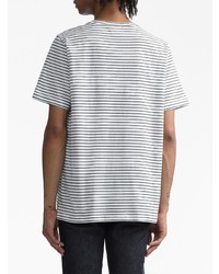 weißes horizontal gestreiftes T-Shirt mit einem Rundhalsausschnitt von A.P.C.