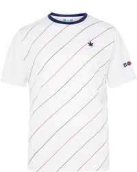weißes horizontal gestreiftes T-Shirt mit einem Rundhalsausschnitt von Boast