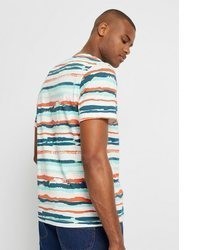 weißes horizontal gestreiftes T-Shirt mit einem Rundhalsausschnitt von bonprix
