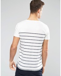 weißes horizontal gestreiftes T-Shirt mit einem Rundhalsausschnitt von Esprit