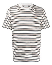 weißes horizontal gestreiftes T-Shirt mit einem Rundhalsausschnitt von Carhartt WIP