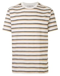 weißes horizontal gestreiftes T-Shirt mit einem Rundhalsausschnitt von Cerruti 1881