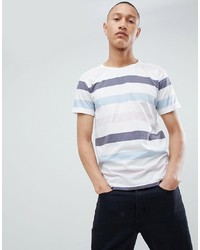 weißes horizontal gestreiftes T-Shirt mit einem Rundhalsausschnitt von Clean Cut Copenhagen