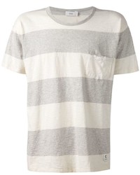 weißes horizontal gestreiftes T-Shirt mit einem Rundhalsausschnitt von Closed