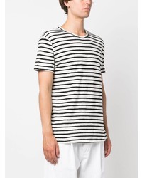 weißes horizontal gestreiftes T-Shirt mit einem Rundhalsausschnitt von Each X Other