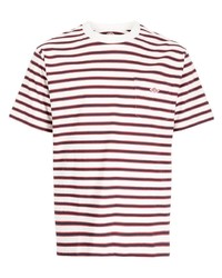 weißes horizontal gestreiftes T-Shirt mit einem Rundhalsausschnitt von Danton