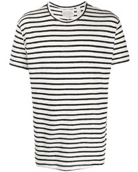 weißes horizontal gestreiftes T-Shirt mit einem Rundhalsausschnitt von Each X Other