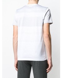 weißes horizontal gestreiftes T-Shirt mit einem Rundhalsausschnitt von BOSS HUGO BOSS