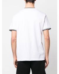 weißes horizontal gestreiftes T-Shirt mit einem Rundhalsausschnitt von Fred Perry