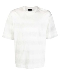 weißes horizontal gestreiftes T-Shirt mit einem Rundhalsausschnitt von Emporio Armani