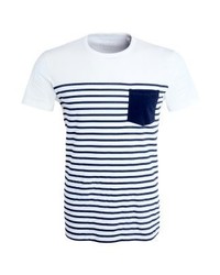 weißes horizontal gestreiftes T-Shirt mit einem Rundhalsausschnitt von Esprit