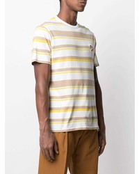 weißes horizontal gestreiftes T-Shirt mit einem Rundhalsausschnitt von MAISON KITSUNÉ