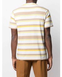 weißes horizontal gestreiftes T-Shirt mit einem Rundhalsausschnitt von MAISON KITSUNÉ