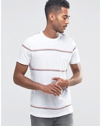 weißes horizontal gestreiftes T-Shirt mit einem Rundhalsausschnitt von French Connection
