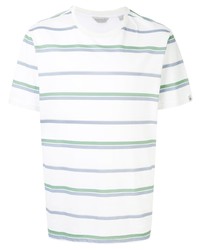 weißes horizontal gestreiftes T-Shirt mit einem Rundhalsausschnitt von Gieves & Hawkes