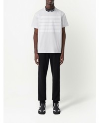 weißes horizontal gestreiftes T-Shirt mit einem Rundhalsausschnitt von Burberry