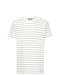 weißes horizontal gestreiftes T-Shirt mit einem Rundhalsausschnitt von Jac+ Jack