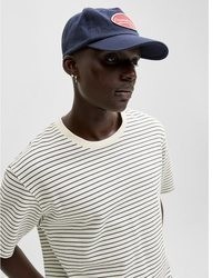 weißes horizontal gestreiftes T-Shirt mit einem Rundhalsausschnitt von Jack & Jones